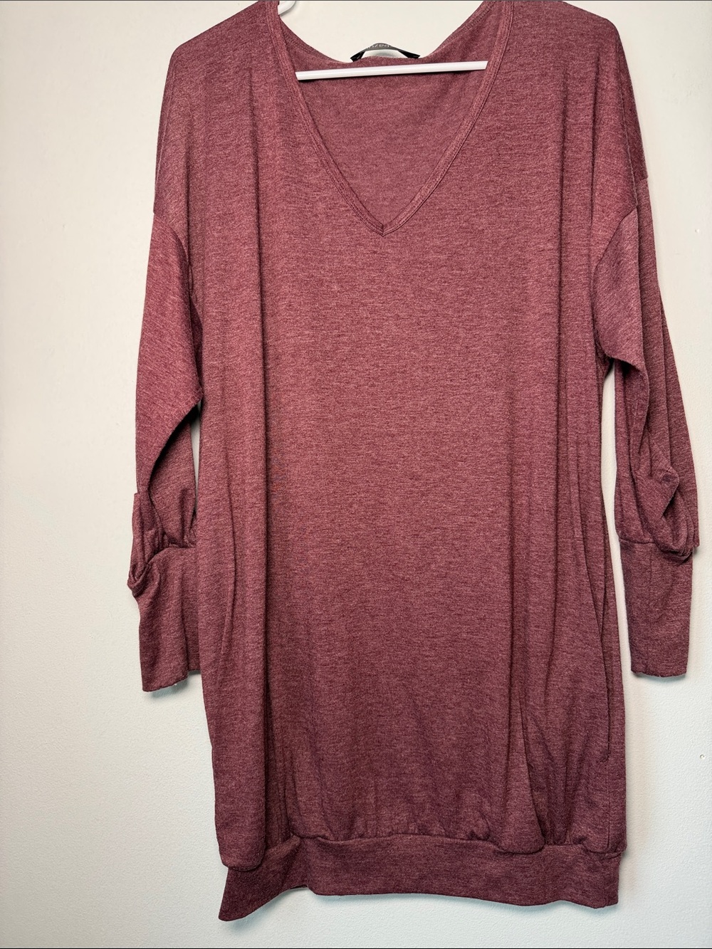 Zanzea V-Neck Long Sleeve Tunic in Mauve SZ M